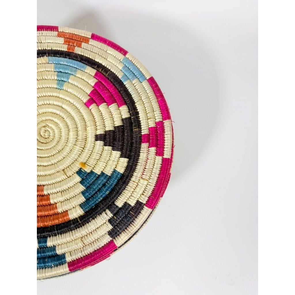 Plate Stand Riser Hand Woven Coil Basket Style Kitchen Home Decor Serving Ware Colorful African Handmade