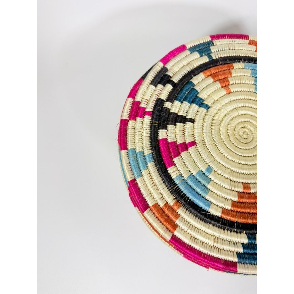 Plate Stand Riser Hand Woven Coil Basket Style Kitchen Home Decor Serving Ware Colorful African Handmade