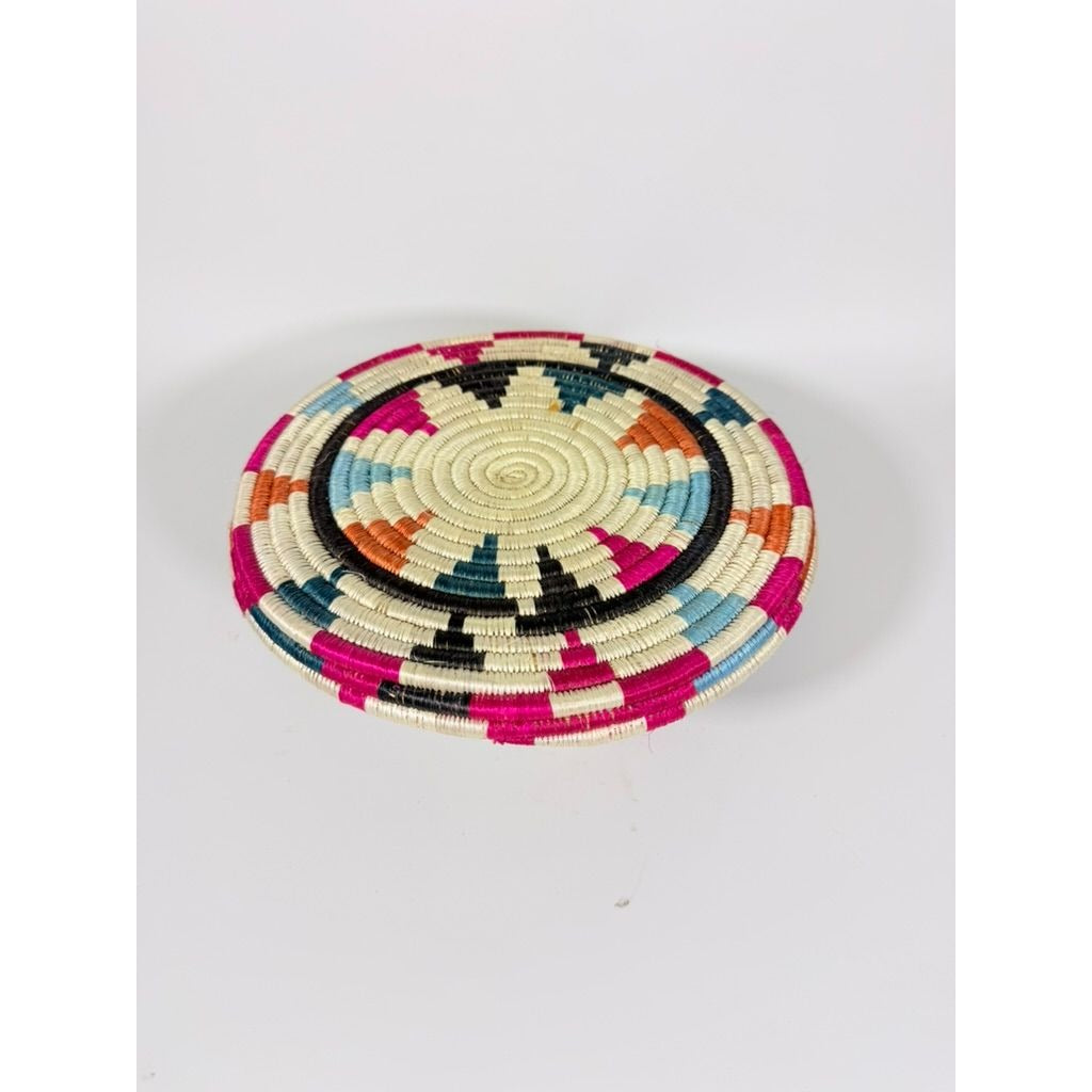 Plate Stand Riser Hand Woven Coil Basket Style Kitchen Home Decor Serving Ware Colorful African Handmade