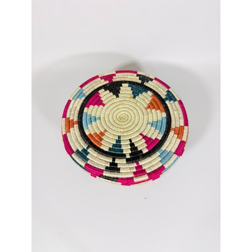 Plate Stand Riser Hand Woven Coil Basket Style Kitchen Home Decor Serving Ware Colorful African Handmade