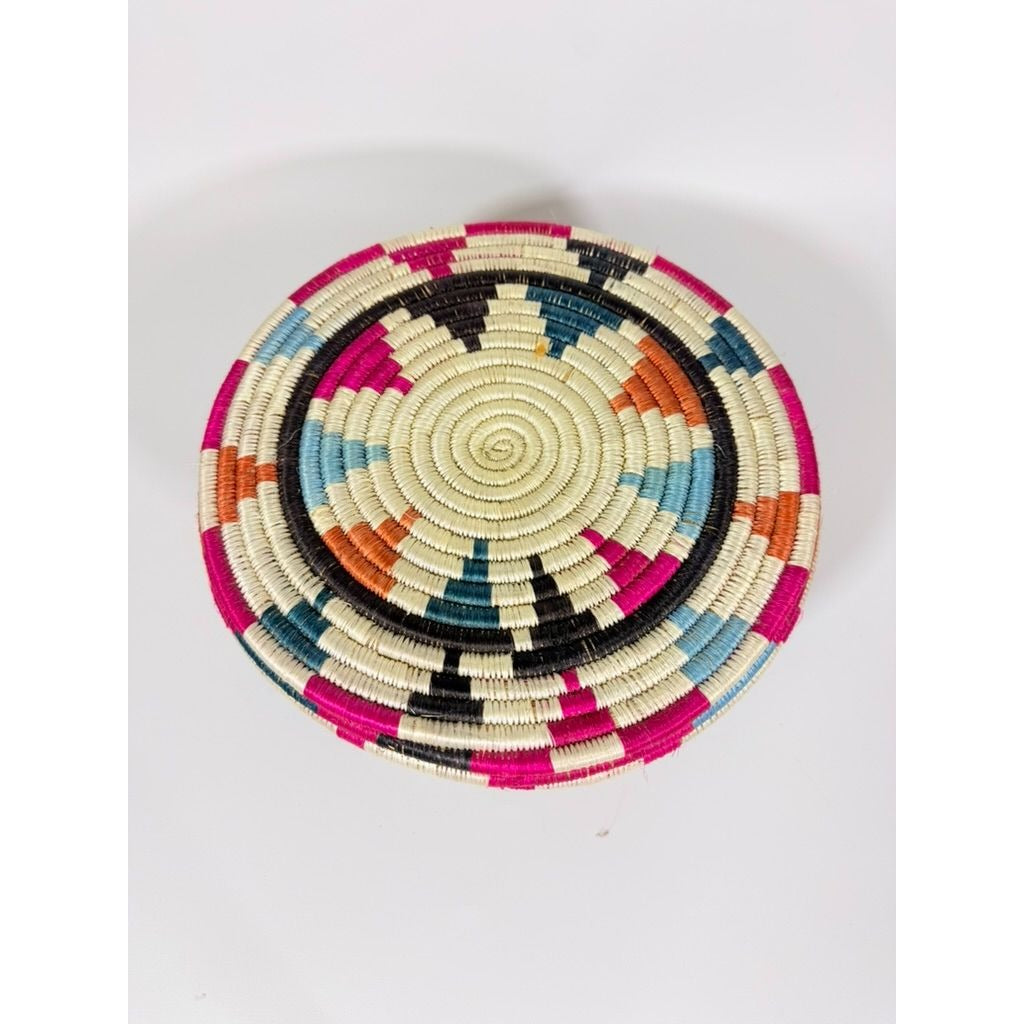 Plate Stand Riser Hand Woven Coil Basket Style Kitchen Home Decor Serving Ware Colorful African Handmade