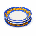 Salad Plate Bowls Set 3 Vietri Solimente Pottery Italian Florentine Replacement China Vintage Blue Yellow Fleur de lis Hand Painted