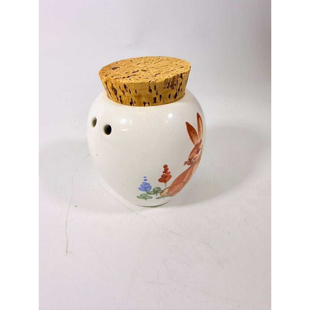 Emerson Creek Pottery Pot Porrie Jar with Cork Top Bunny Flowers Studio Pottery