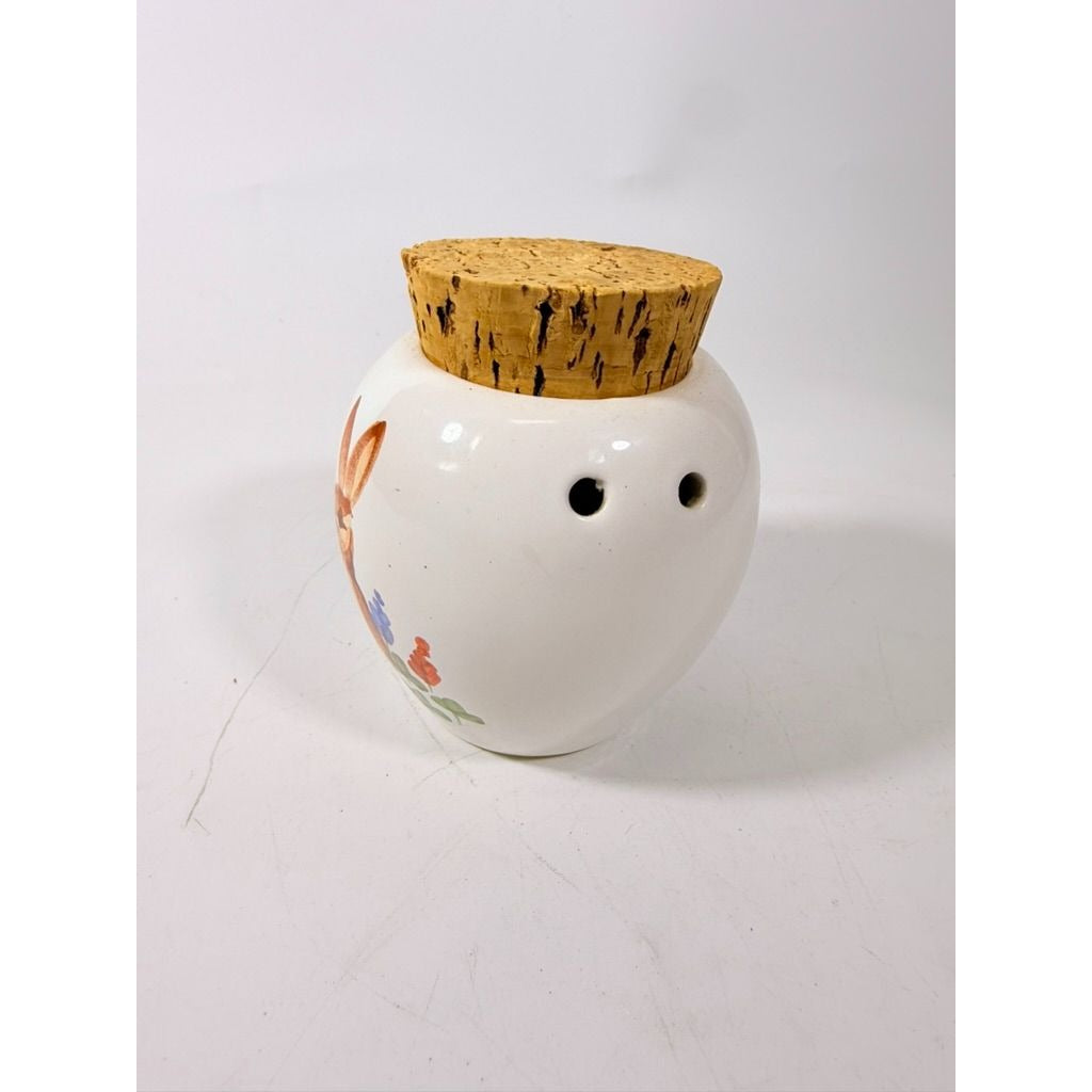 Emerson Creek Pottery Pot Porrie Jar with Cork Top Bunny Flowers Studio Pottery