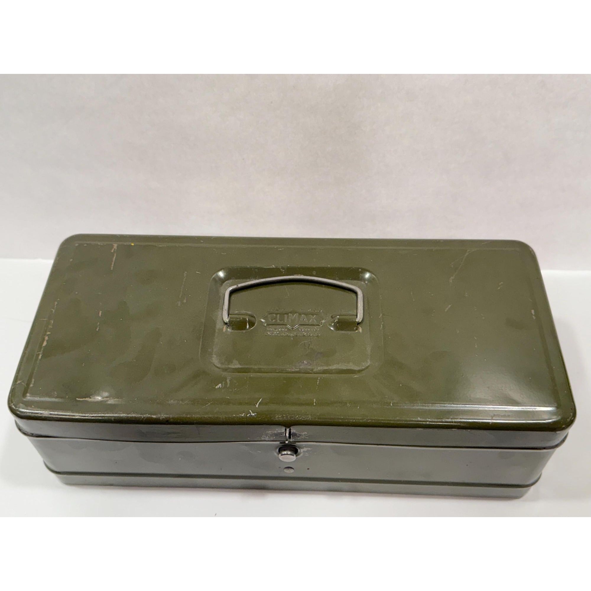 Vintage | Military Green "Climax" Tackle / Tool Box - Hamilton Metal Products Co. | Gifts for him | Storage Box | Cottage Core Grandpa Core