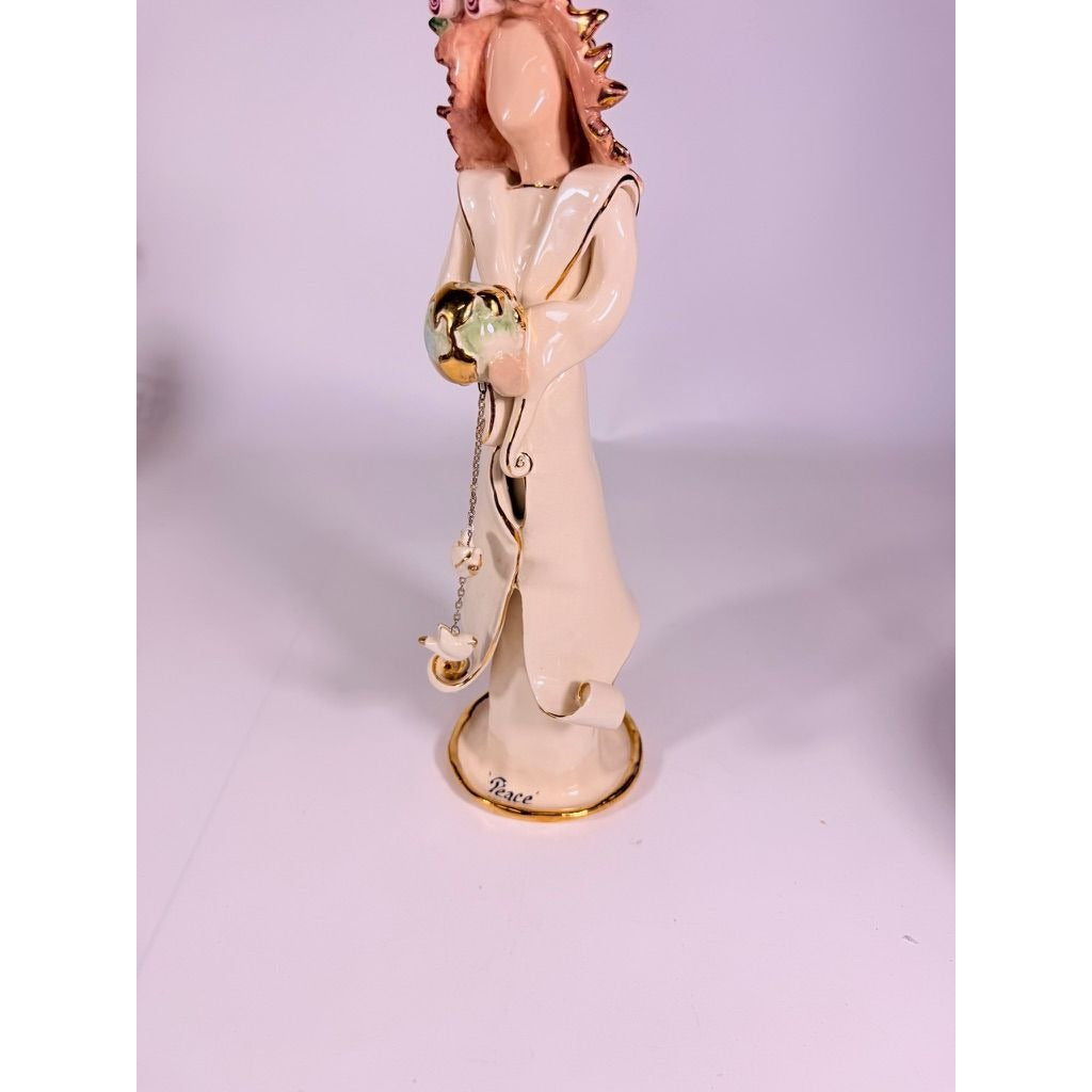 Candle Holder Blue Sky Clayworks Heather Goldminc Peace Angel Figurine 2001 911 Memorial Vintage Collectible Hand Painted