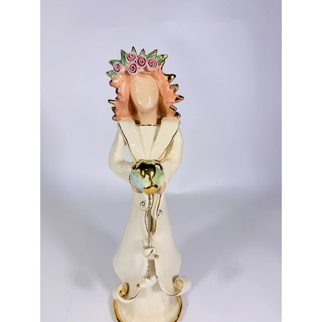 Candle Holder Blue Sky Clayworks Heather Goldminc Peace Angel Figurine 2001 911 Memorial Vintage Collectible Hand Painted