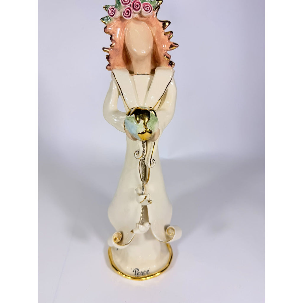 Candle Holder Blue Sky Clayworks Heather Goldminc Peace Angel Figurine 2001 911 Memorial Vintage Collectible Hand Painted