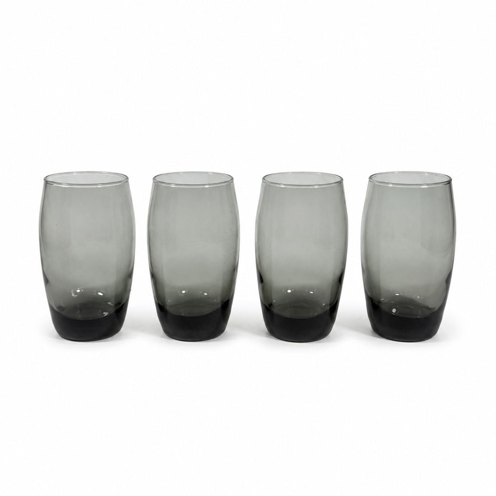 Drinking Glasses Tea Water Set 4  Libbey Classic Smoke Tempo Set  Mid Century Drinkware Barware Brown Gray Smoky Retro Replacement Glassware