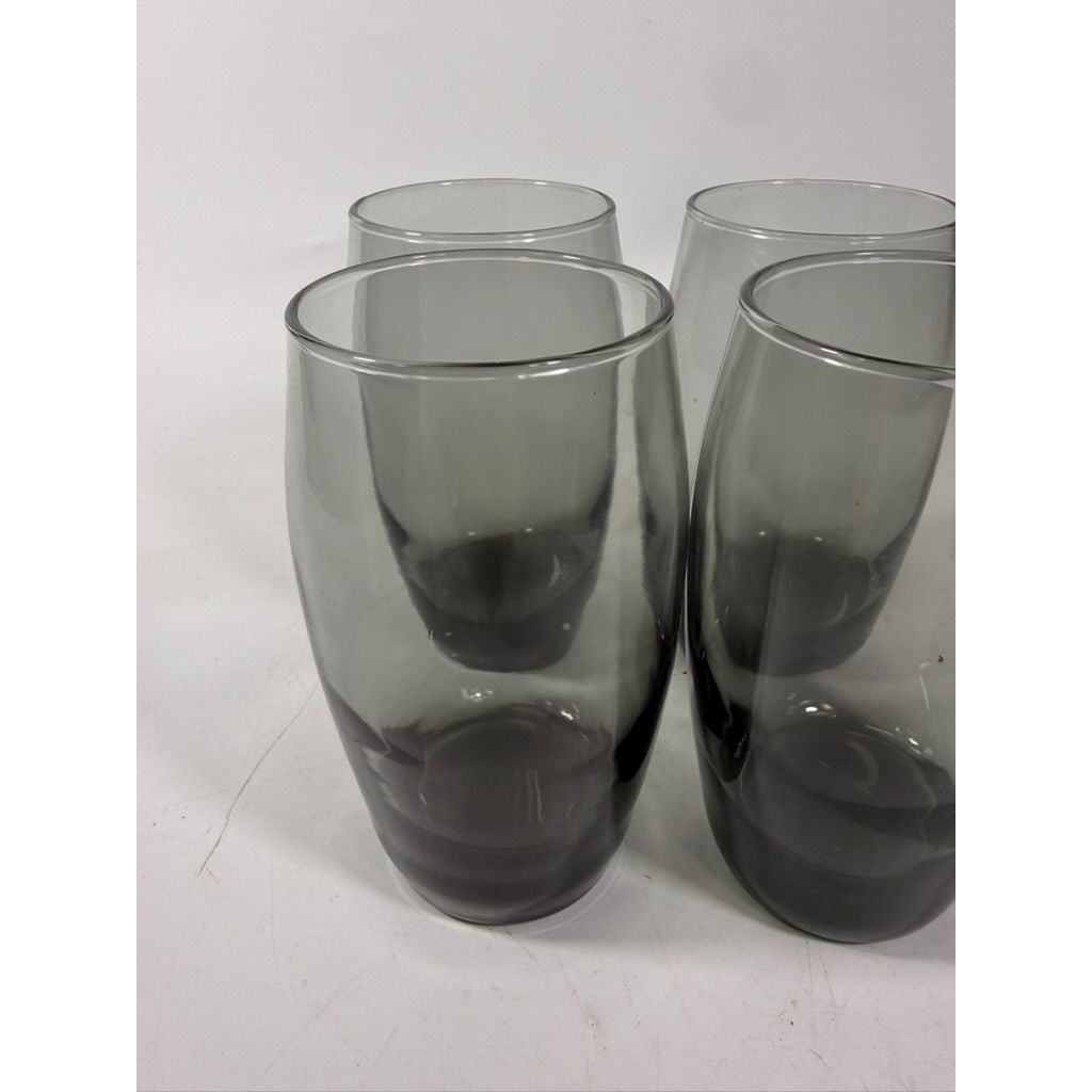 Drinking Glasses Tea Water Set 4  Libbey Classic Smoke Tempo Set  Mid Century Drinkware Barware Brown Gray Smoky Retro Replacement Glassware