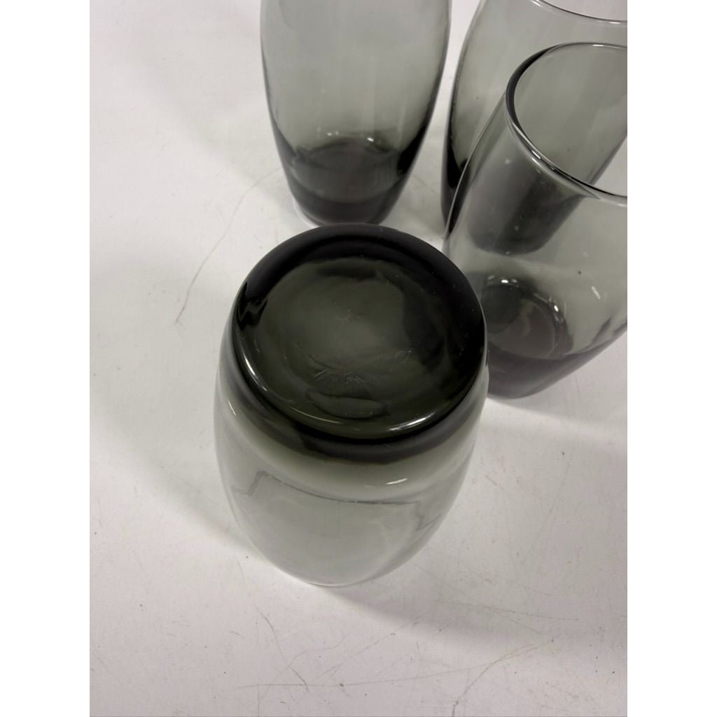 Drinking Glasses Tea Water Set 4  Libbey Classic Smoke Tempo Set  Mid Century Drinkware Barware Brown Gray Smoky Retro Replacement Glassware