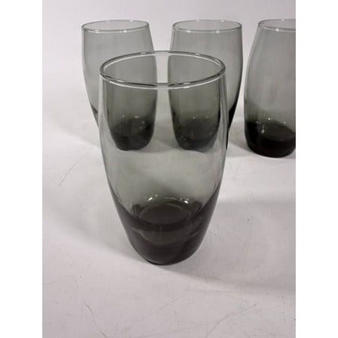 Drinking Glasses Tea Water Set 4  Libbey Classic Smoke Tempo Set  Mid Century Drinkware Barware Brown Gray Smoky Retro Replacement Glassware