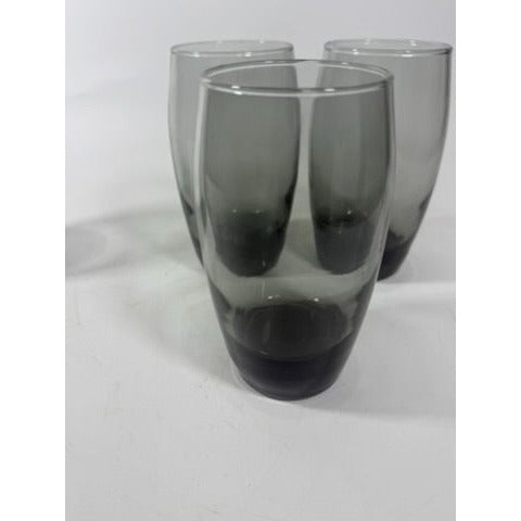 Drinking Glasses Tea Water Set 4  Libbey Classic Smoke Tempo Set  Mid Century Drinkware Barware Brown Gray Smoky Retro Replacement Glassware