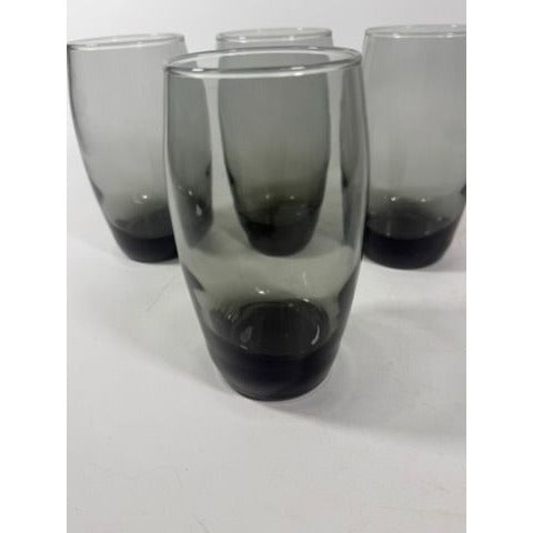 Drinking Glasses Tea Water Set 4  Libbey Classic Smoke Tempo Set  Mid Century Drinkware Barware Brown Gray Smoky Retro Replacement Glassware
