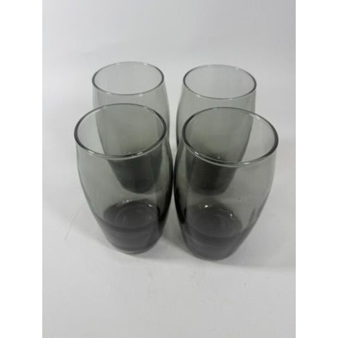 Drinking Glasses Tea Water Set 4  Libbey Classic Smoke Tempo Set  Mid Century Drinkware Barware Brown Gray Smoky Retro Replacement Glassware
