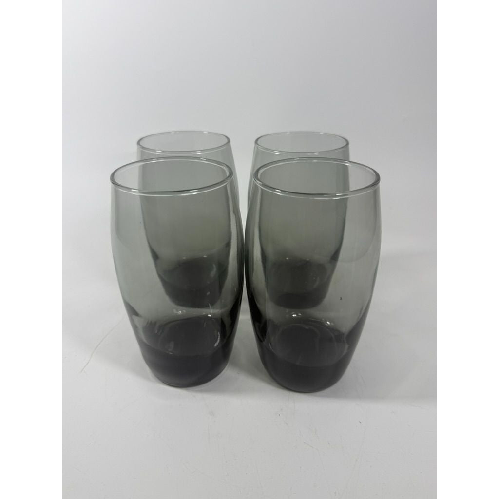 Drinking Glasses Tea Water Set 4  Libbey Classic Smoke Tempo Set  Mid Century Drinkware Barware Brown Gray Smoky Retro Replacement Glassware