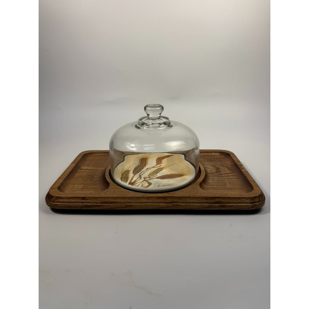 Serving Tray Vintage Goodwood Cheese Board Dome Harvest Wheat Teak Charcuterie Board Tile Enlay Kitchen Cooking Hostess Mid Century Retro