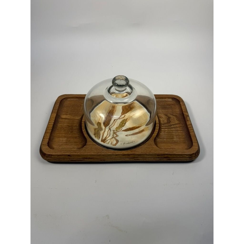 Serving Tray Vintage Goodwood Cheese Board Dome Harvest Wheat Teak Charcuterie Board Tile Enlay Kitchen Cooking Hostess Mid Century Retro