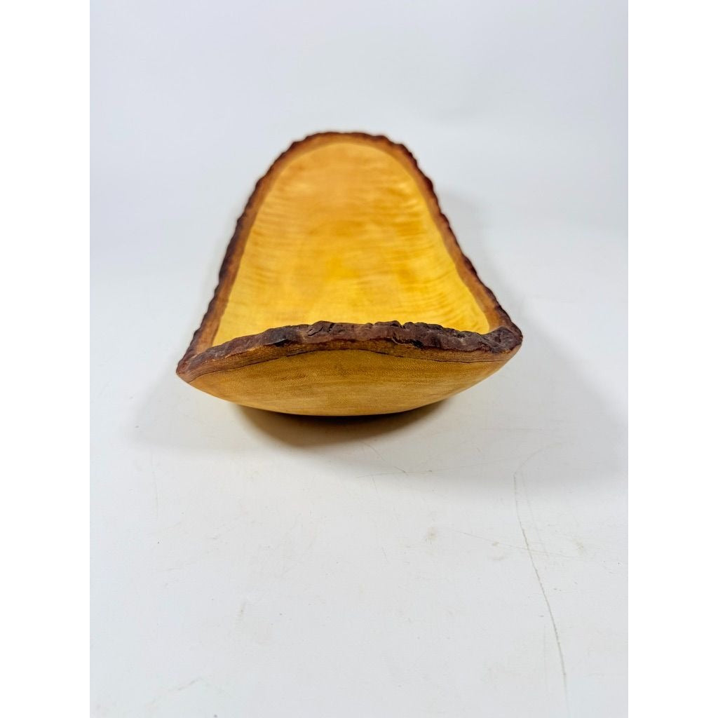 Live Edge Wooden Fruit Bread Bowl | Hand Crafted Solid Rustic Farm Primitive Cabin | Home Decor Decorative Accents | Kitchen Decor Serving