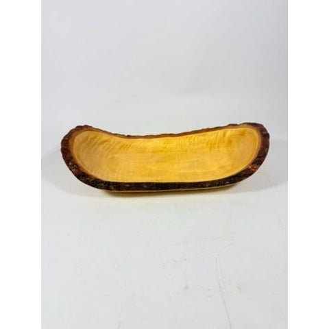 Live Edge Wooden Fruit Bread Bowl | Hand Crafted Solid Rustic Farm Primitive Cabin | Home Decor Decorative Accents | Kitchen Decor Serving