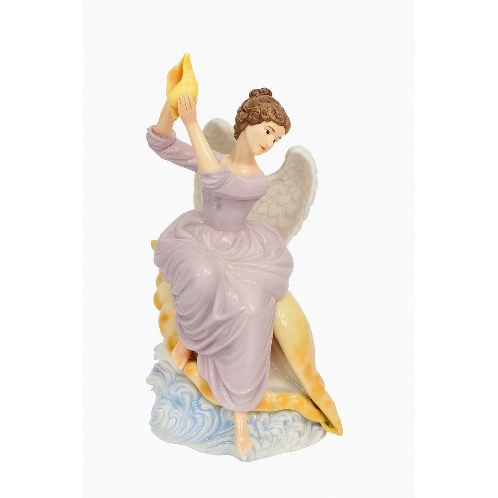 Porcelain Angel Christmas Figurine Sitting Conch Seashell Sculpture Grandeur Noel O'Well Home Decorative Accents Holiday Decor Collector