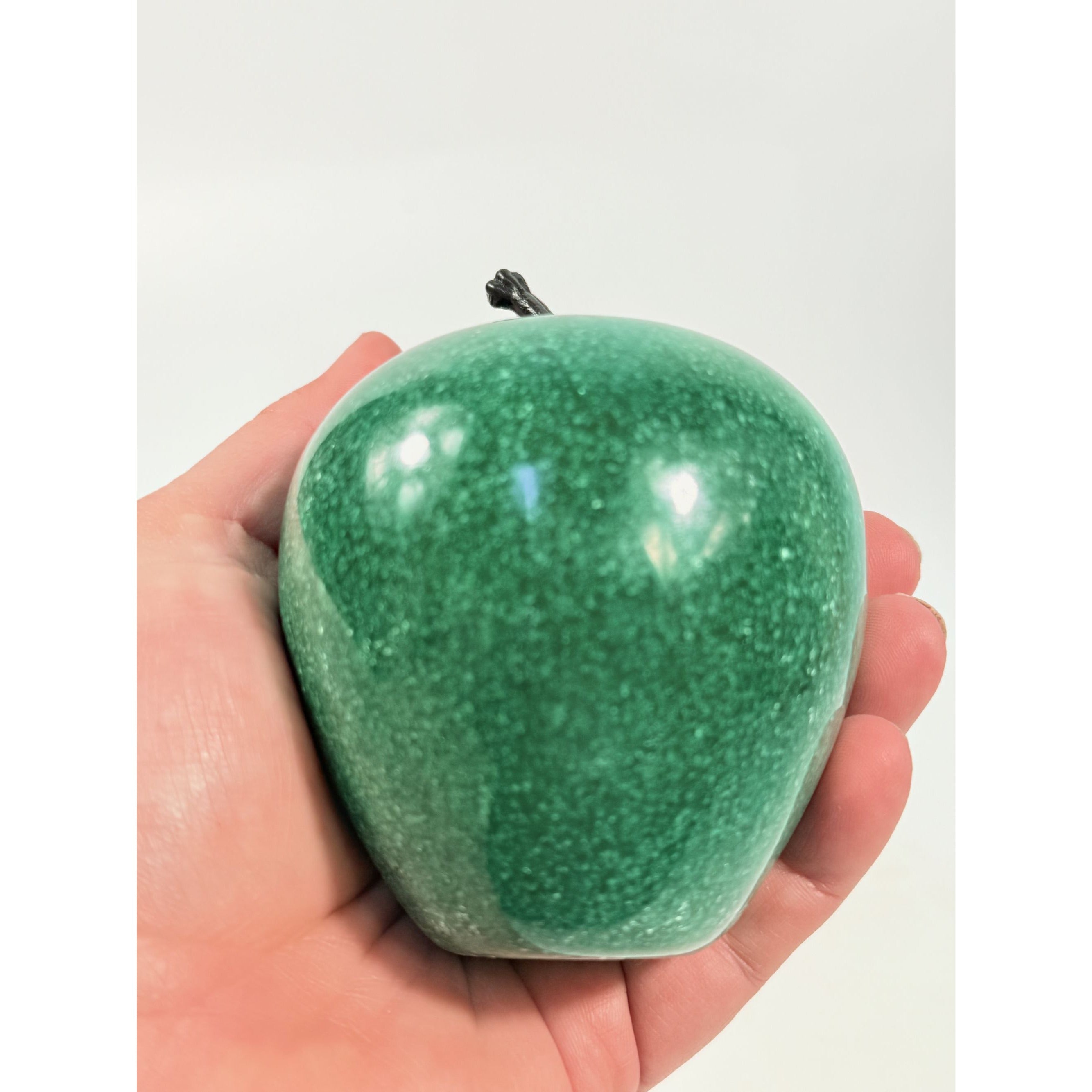 Paperweight Marble Apple Green Fruit Paper weight Polished Solid Natural Stone Realistic Stem Teacher Gift Office Home Kitchen Decor