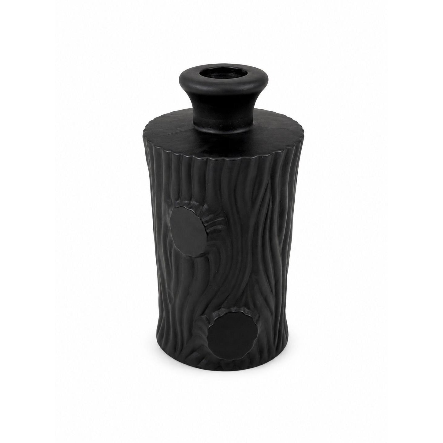 Perfume Botte Black Satin Art Glass 1930s Art Deco French Tree Trunk Shaped Vintage Collectible Glassware France