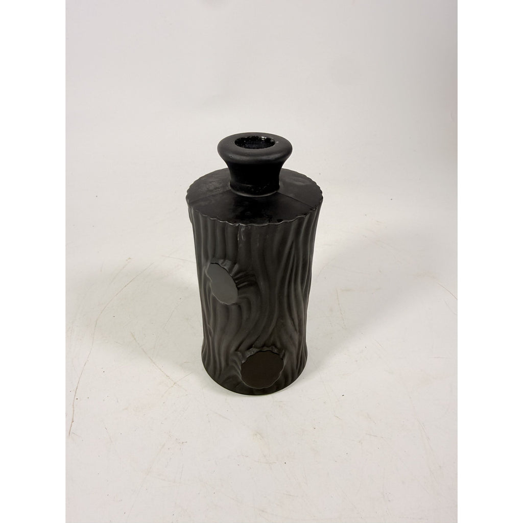 Perfume Botte Black Satin Art Glass 1930s Art Deco French Tree Trunk Shaped Vintage Collectible Glassware France