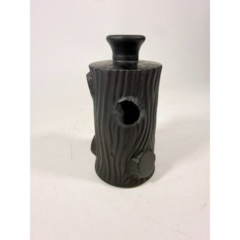 Perfume Botte Black Satin Art Glass 1930s Art Deco French Tree Trunk Shaped Vintage Collectible Glassware France