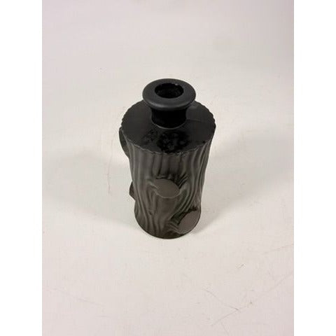 Perfume Botte Black Satin Art Glass 1930s Art Deco French Tree Trunk Shaped Vintage Collectible Glassware France