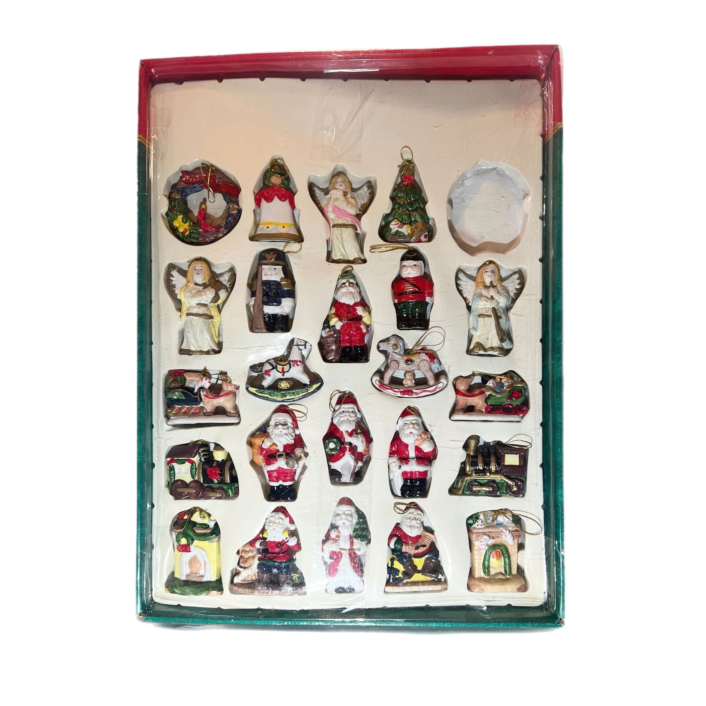 Porcelain Christmas Tree Ornaments 23 Vintage 1980s K-Mart  Original Box Trim A Home Holiday Seasonal