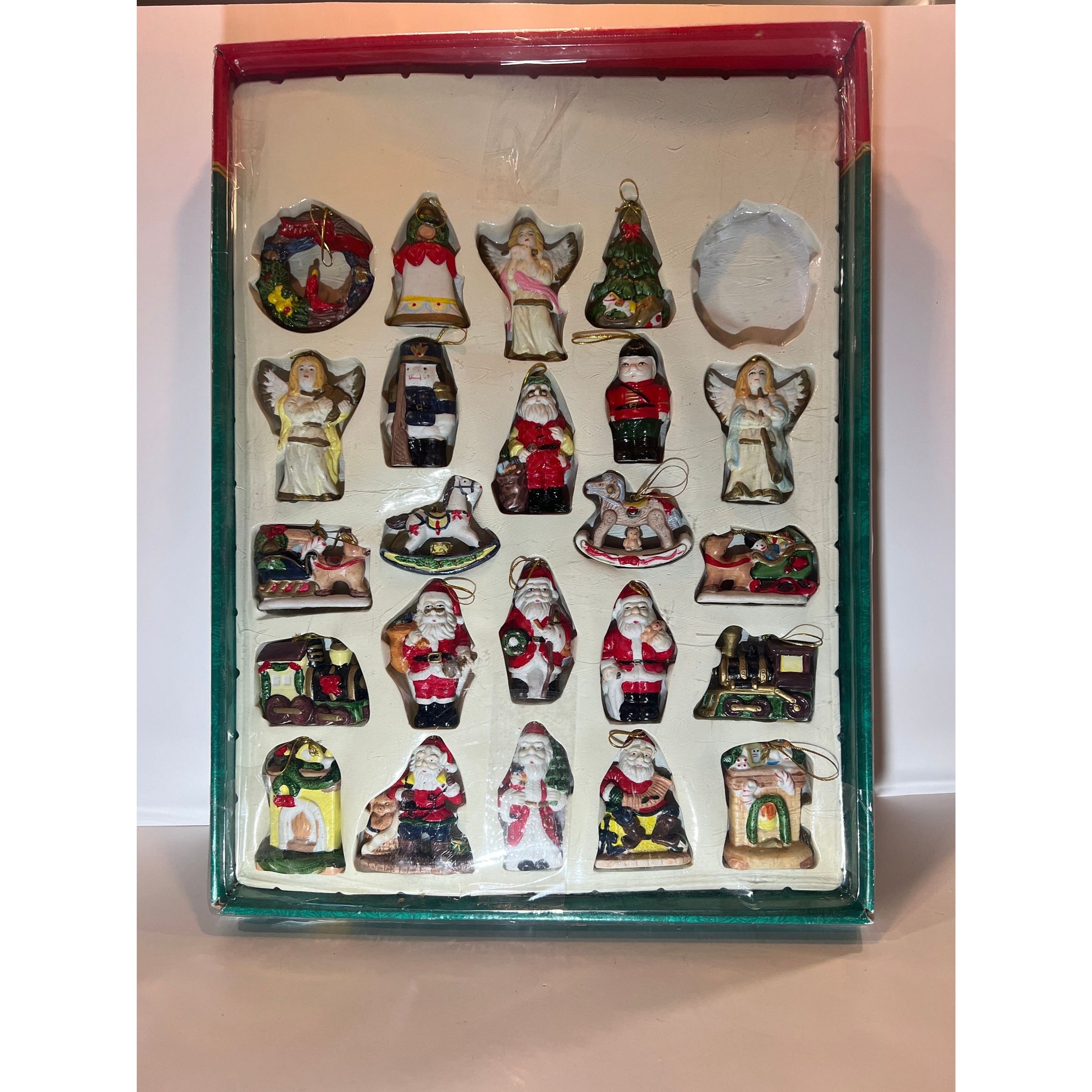Porcelain Christmas Tree Ornaments 23 Vintage 1980s K-Mart  Original Box Trim A Home Holiday Seasonal