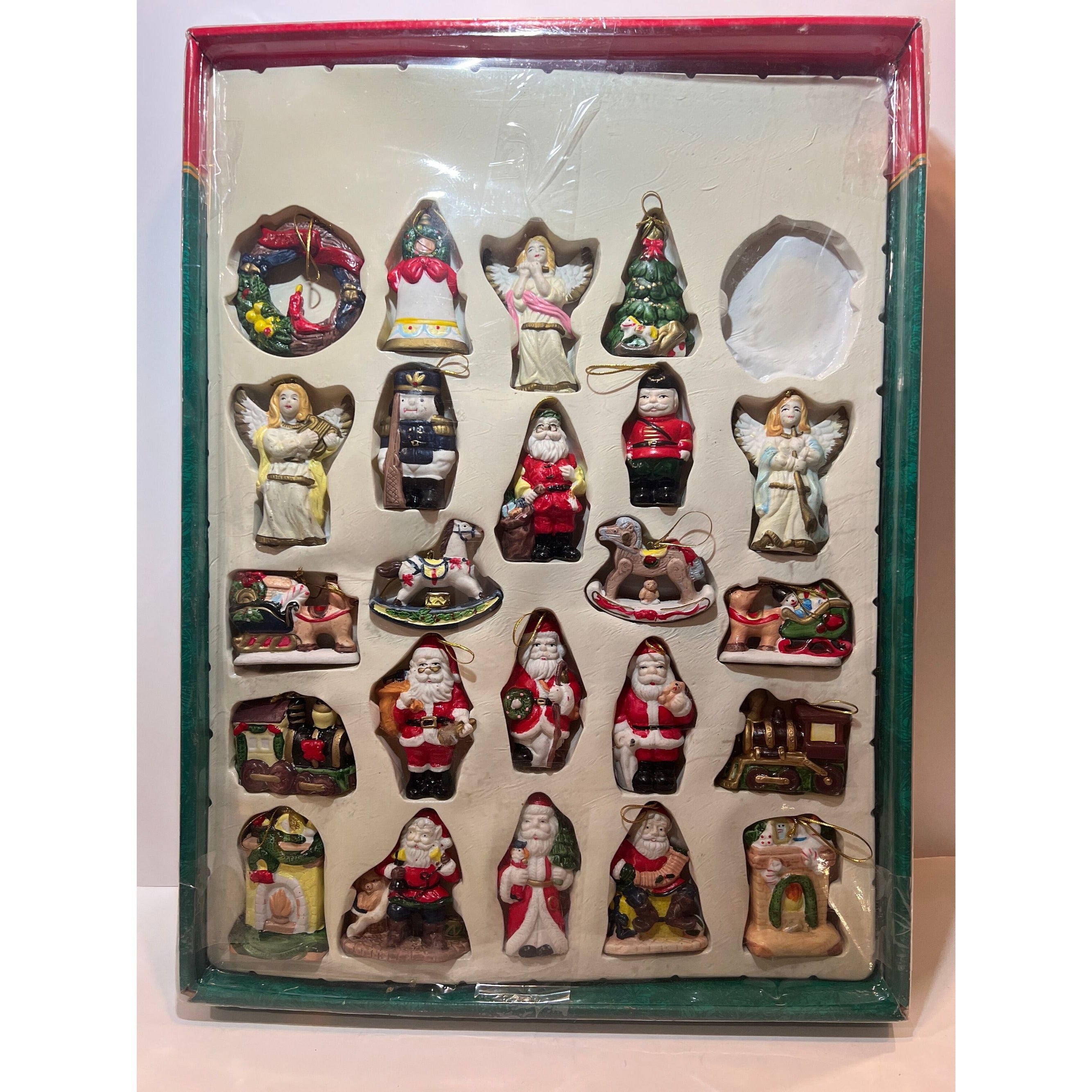 Porcelain Christmas Tree Ornaments 23 Vintage 1980s K-Mart  Original Box Trim A Home Holiday Seasonal