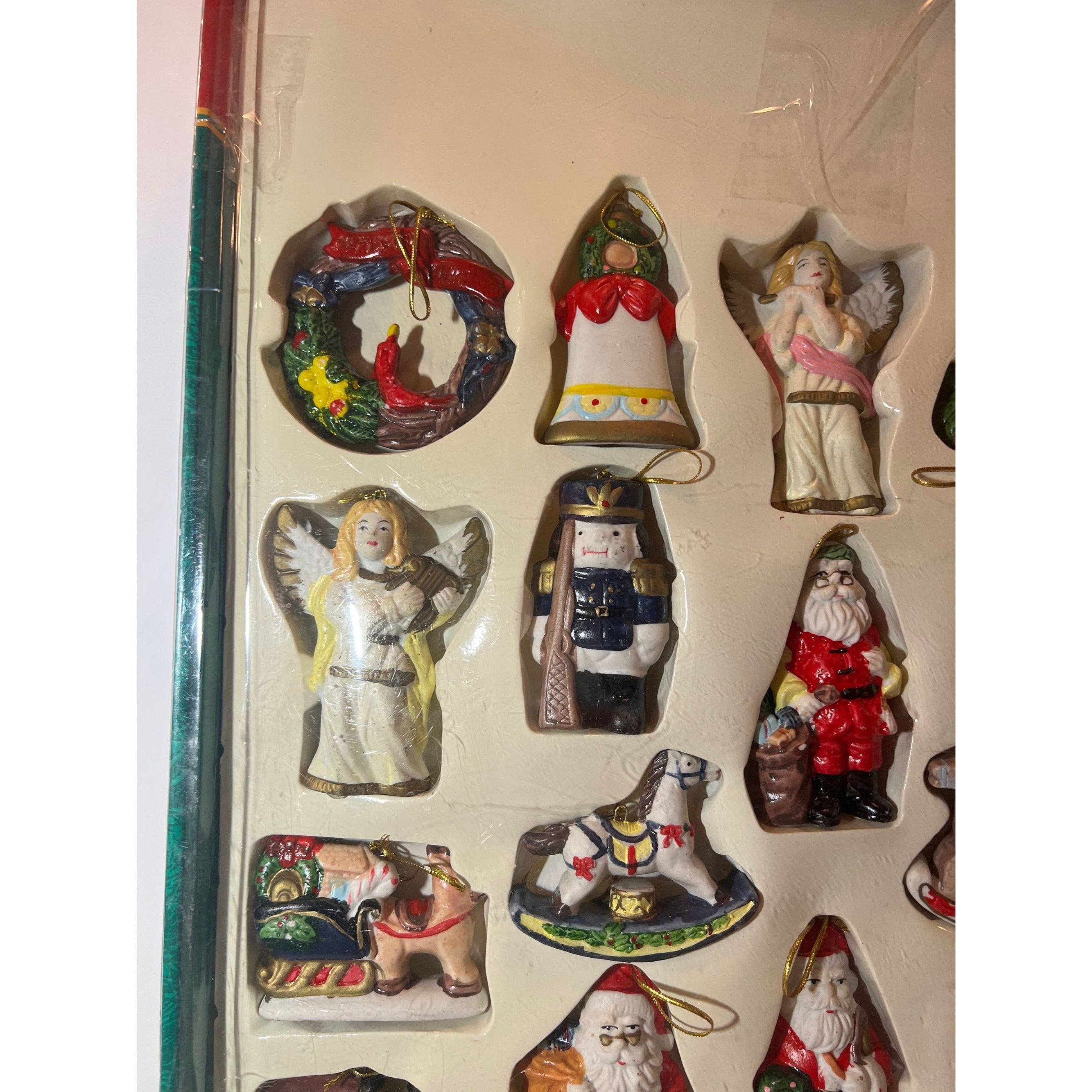 Porcelain Christmas Tree Ornaments 23 Vintage 1980s K-Mart  Original Box Trim A Home Holiday Seasonal