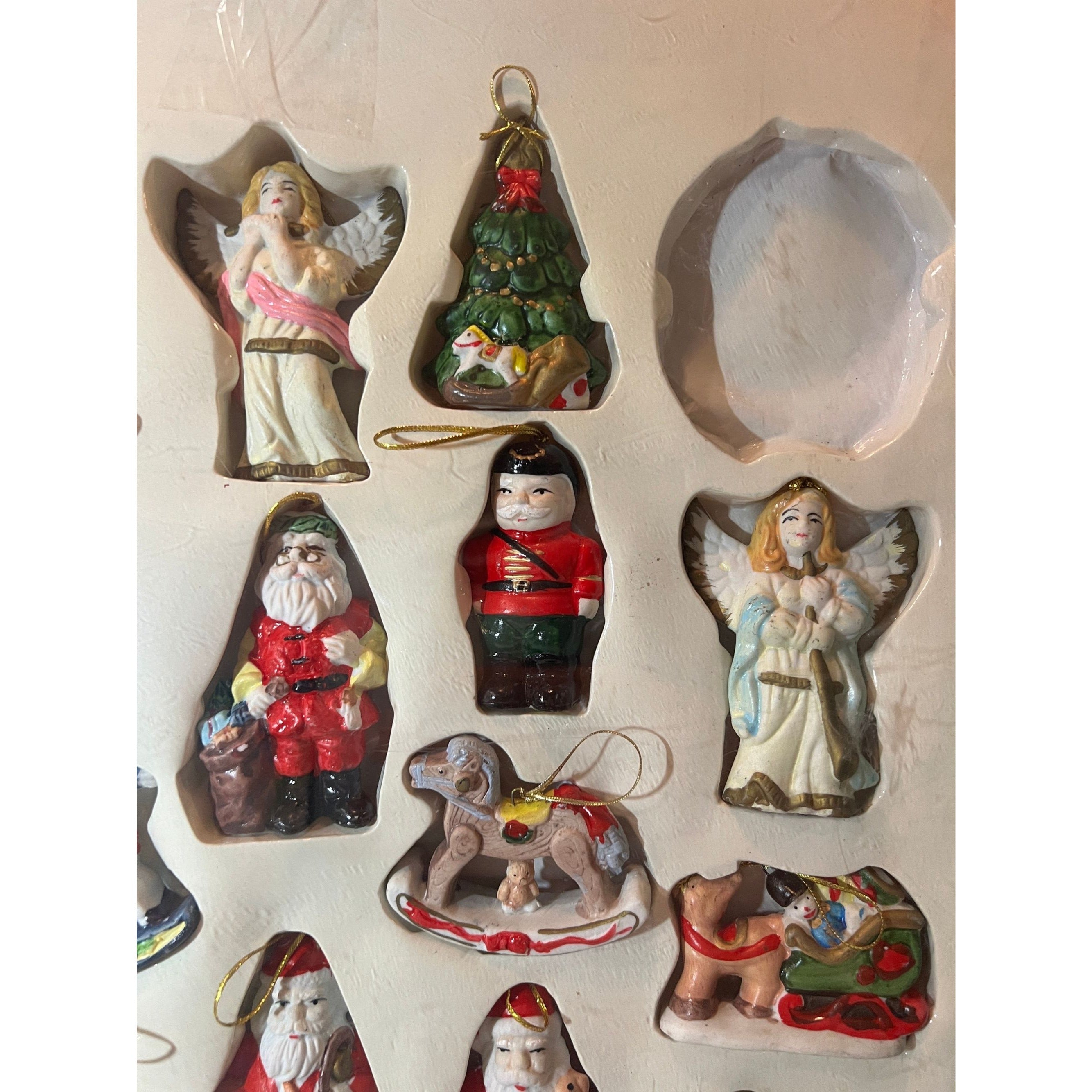 Porcelain Christmas Tree Ornaments 23 Vintage 1980s K-Mart  Original Box Trim A Home Holiday Seasonal
