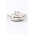Limoges Floral Soup Tureen LS&S Carlsbad Austria Bone Purple Flowers Serving Pieces Replacement China Antique Hostess Collectible Gold Trim