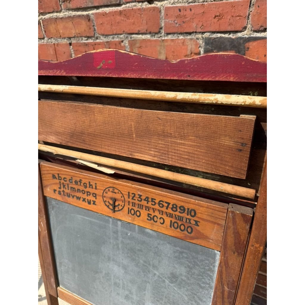 Wooden Folding Chalkboard Children's Real Slate Easel Fold Out Desk Vintage 1950's VIntage School Play Pretend Home Decor Decorative Accents