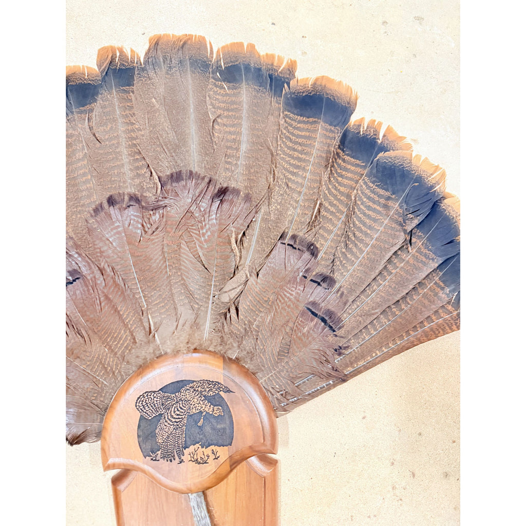 Hunting Mount Wild Turkey Hunt Trophy Tail Beard Mount 29” Wood Plaque Panel Taxidermy Trophy Fan Wooden Wall Cabin Man Cave Grandpa Core