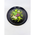 Toleware Oval Serving Tray Floral Grapes Tole Black Hand Painted Pilgrim Art Large Vintage Gallery Wall Unique Art Flowers Platter