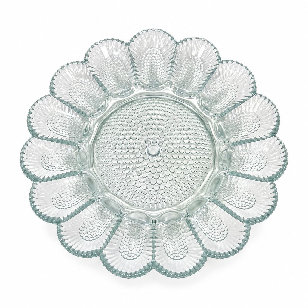 Deviled Egg Plate Platter Indiana Glass Clear Hobnail Vintage 15 Count  Serveware Hostess Party
