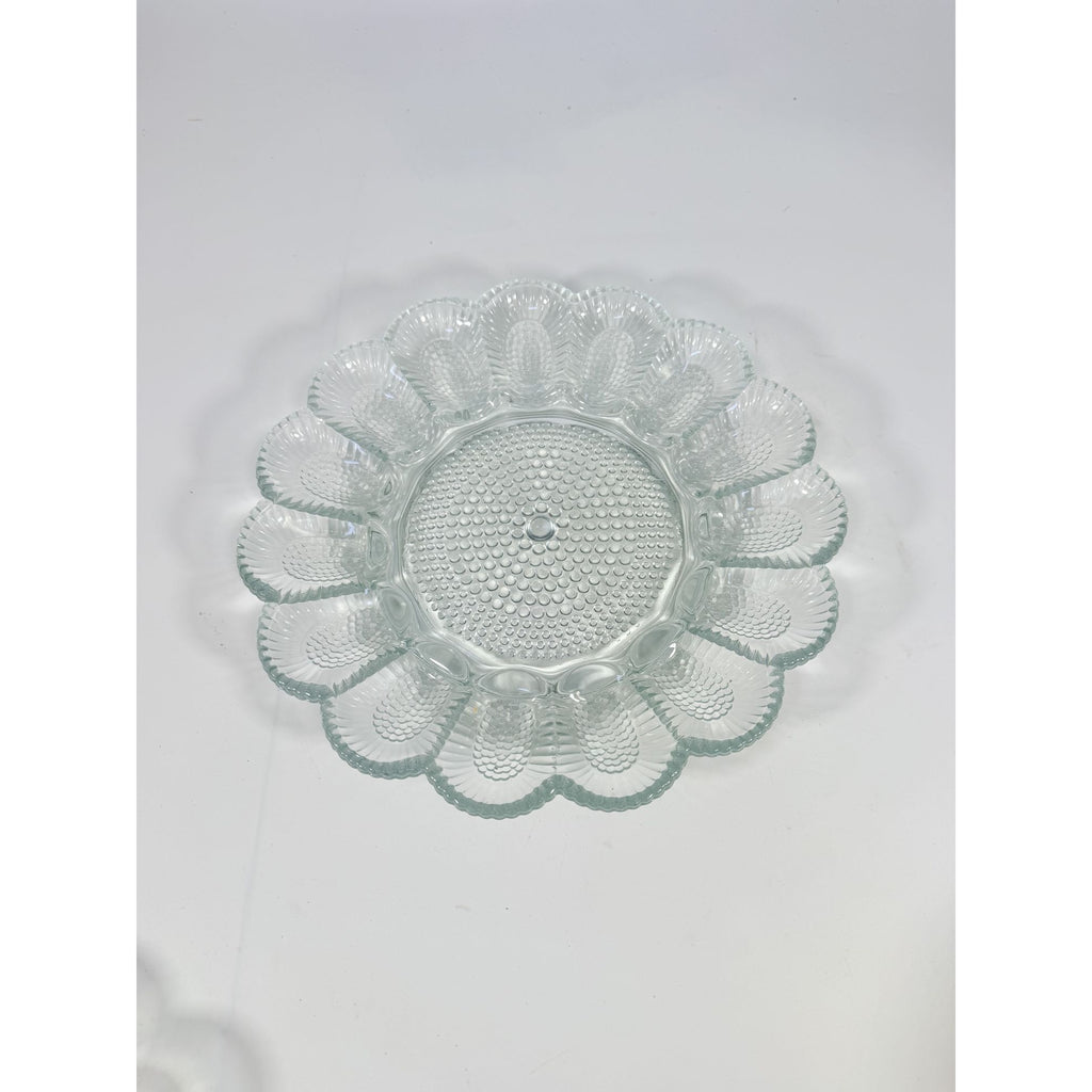 Deviled Egg Plate Platter Indiana Glass Clear Hobnail Vintage 15 Count  Serveware Hostess Party