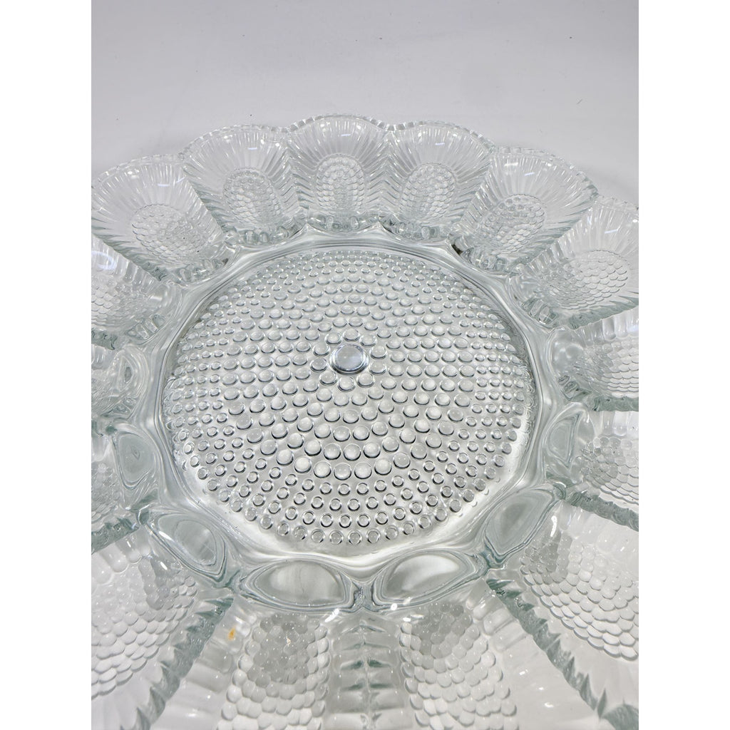 Deviled Egg Plate Platter Indiana Glass Clear Hobnail Vintage 15 Count  Serveware Hostess Party
