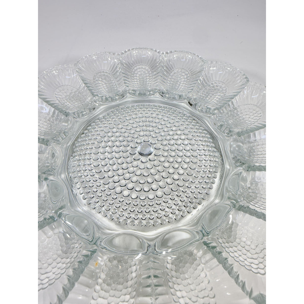 Deviled Egg Plate Platter Indiana Glass Clear Hobnail Vintage 15 Count  Serveware Hostess Party