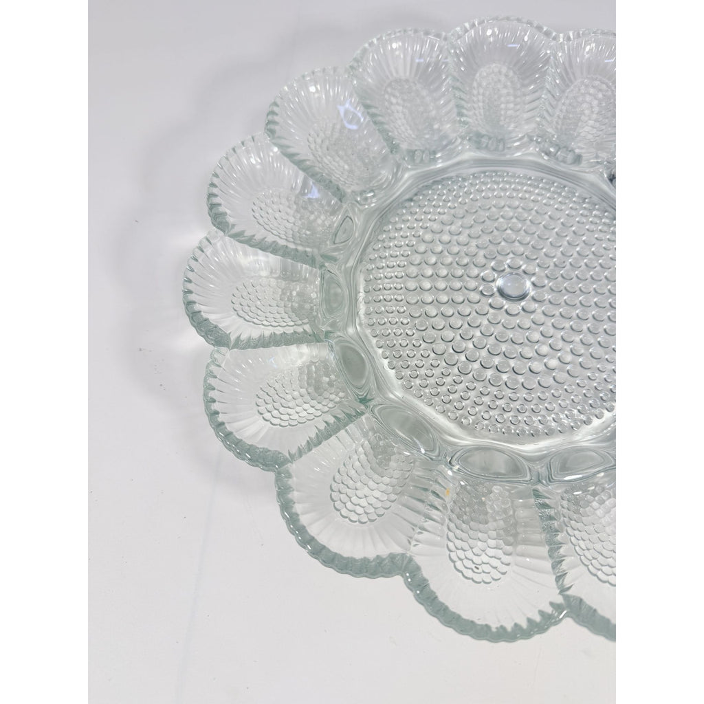 Deviled Egg Plate Platter Indiana Glass Clear Hobnail Vintage 15 Count  Serveware Hostess Party