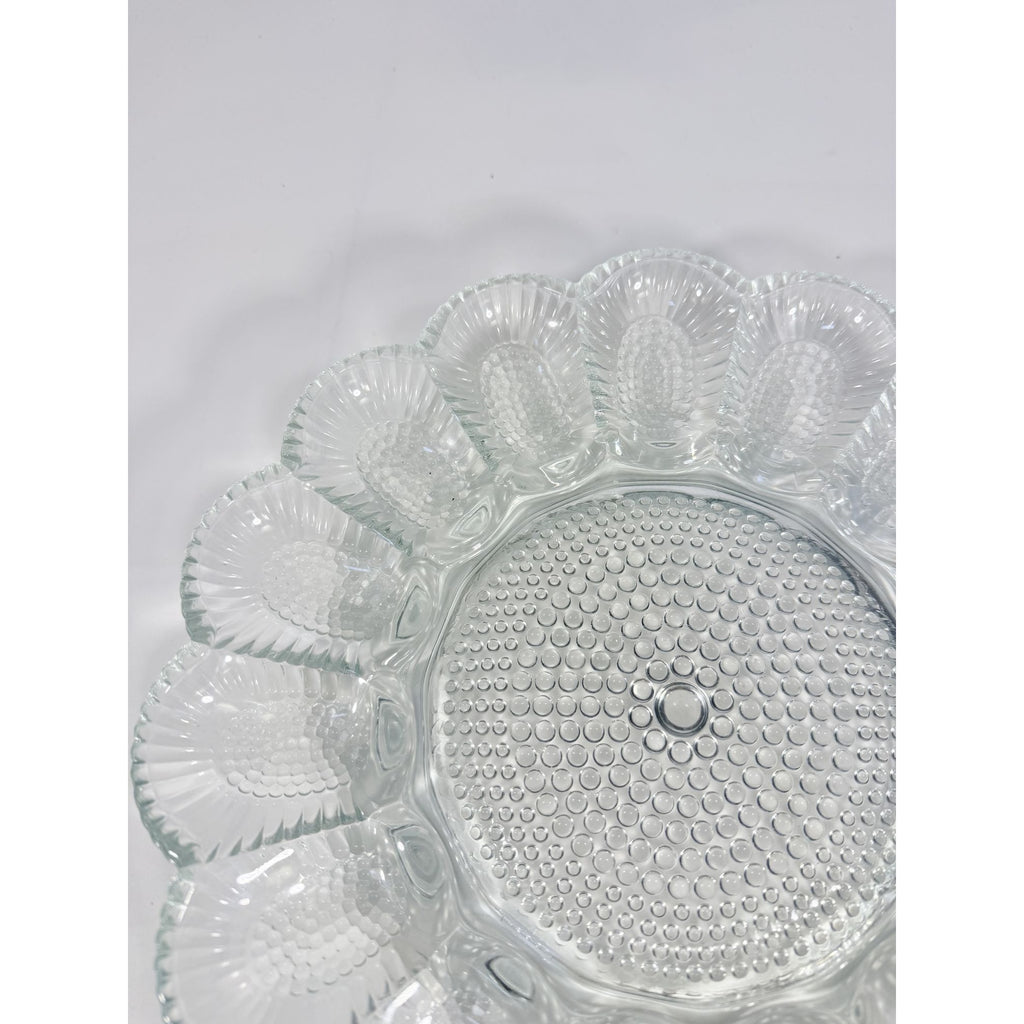 Deviled Egg Plate Platter Indiana Glass Clear Hobnail Vintage 15 Count  Serveware Hostess Party