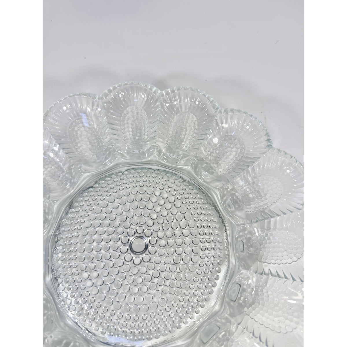 Deviled Egg Plate Platter Indiana Glass Clear Hobnail Vintage 15 Count  Serveware Hostess Party