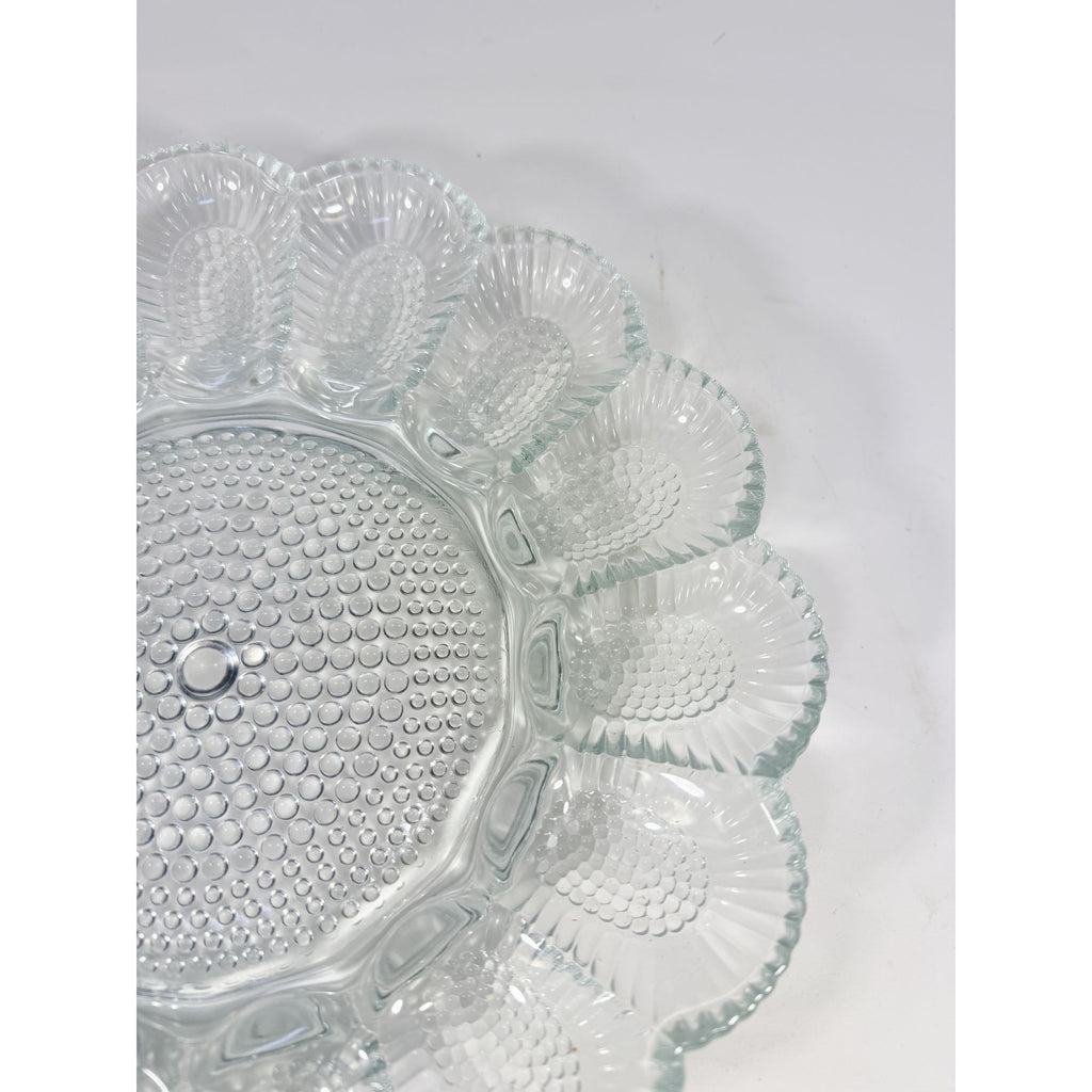 Deviled Egg Plate Platter Indiana Glass Clear Hobnail Vintage 15 Count  Serveware Hostess Party