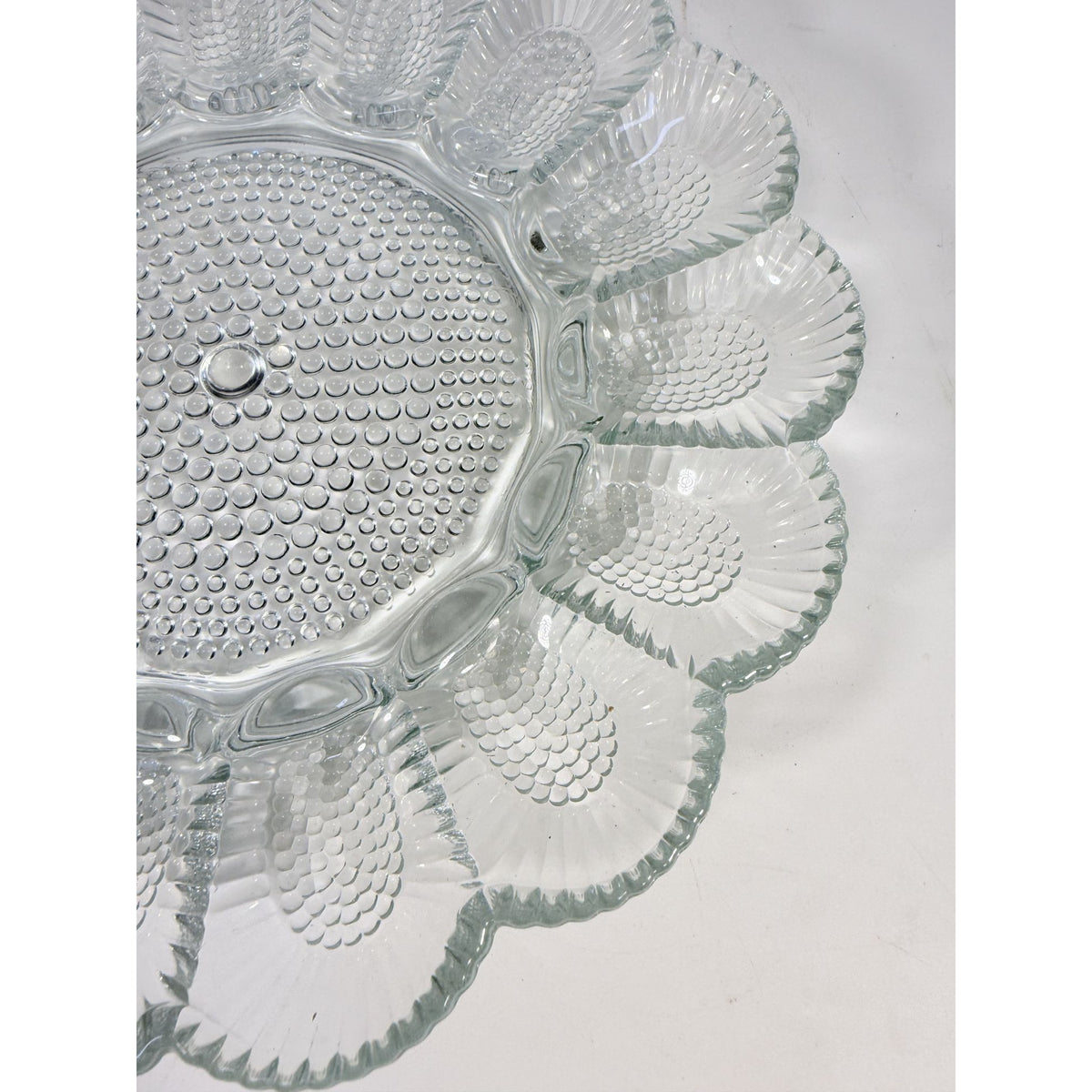 Deviled Egg Plate Platter Indiana Glass Clear Hobnail Vintage 15 Count  Serveware Hostess Party