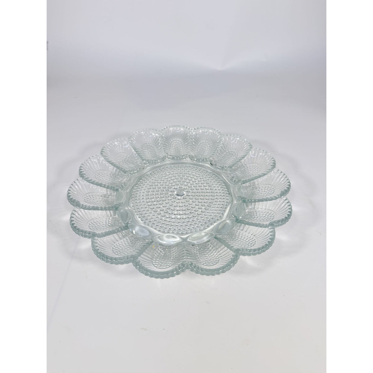 Deviled Egg Plate Platter Indiana Glass Clear Hobnail Vintage 15 Count  Serveware Hostess Party