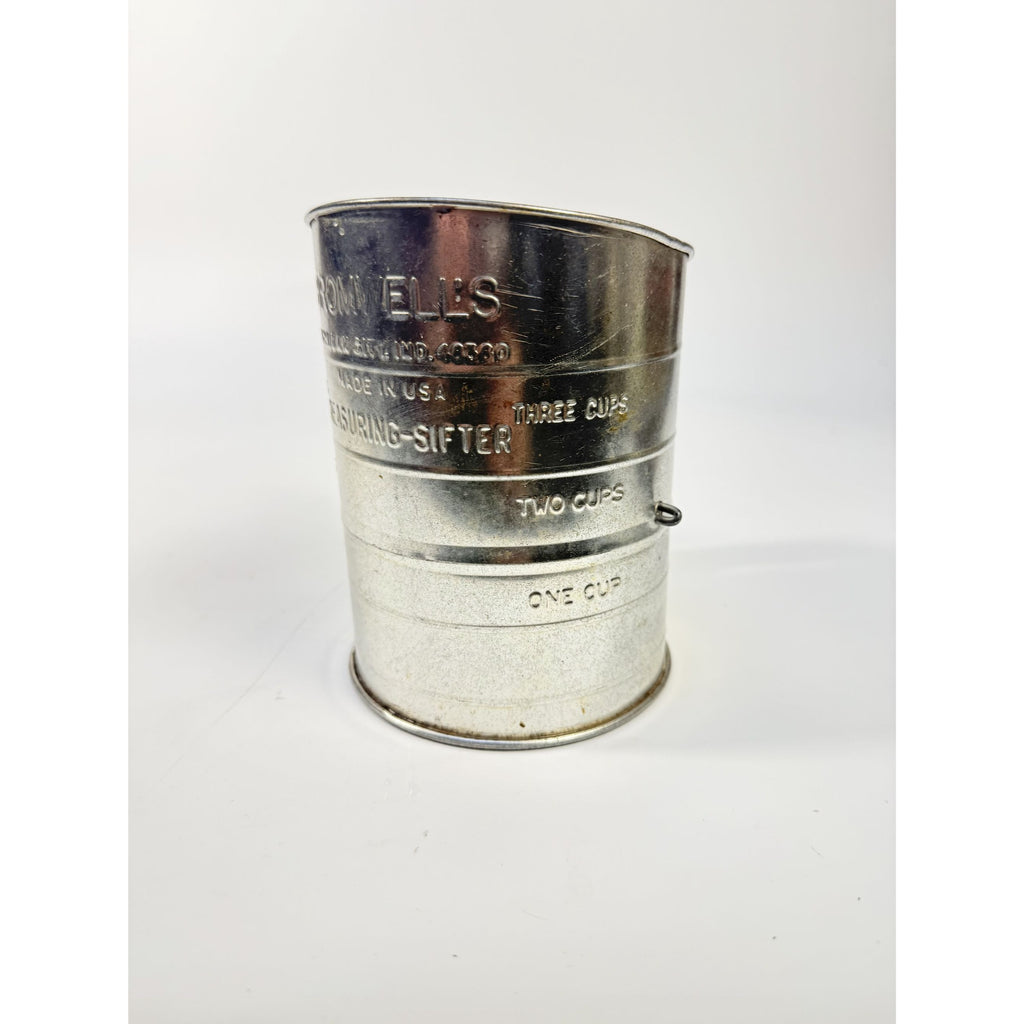 Flour Sifter Vintage Bromwell’s 3 Cup Flour Sifter USA Tin Hand Wooden Crank Mid Century Farmhouse Kitchen Tools Utensils Cooking